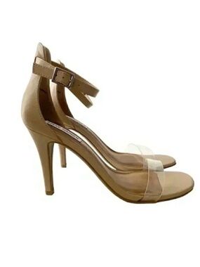 Steve Madden Nude Translucent Vinyl High Heel Ankle Strap Minimalist Sandals 9
